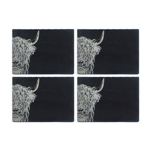 Highland Cow Slate Placemat & Coaster Gift Set