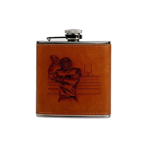 Football Leather Hip Flask
