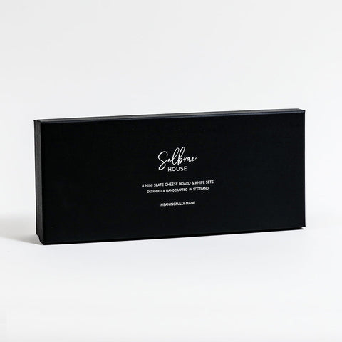 Bee Mini Slate Cheese Board & Knife Sets - Set of 4
