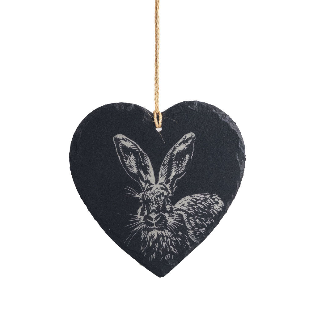 Hare Slate Decoration  - Large Heart