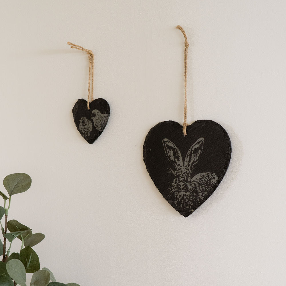 Hare Slate Decoration  - Large Heart