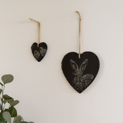 Hare Slate Decoration  - Large Heart