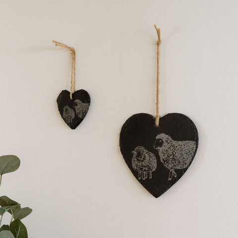 Sheep Slate Decoration  - Large Heart