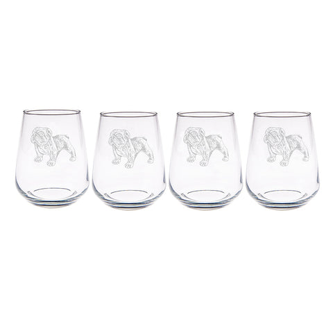 Bulldog Stemless Glasses - Set of 4