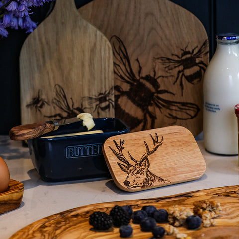 Stag Blue Butter Dish