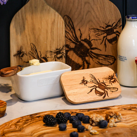 Bee White Butter Dish