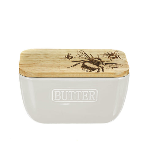 Bee White Butter Dish