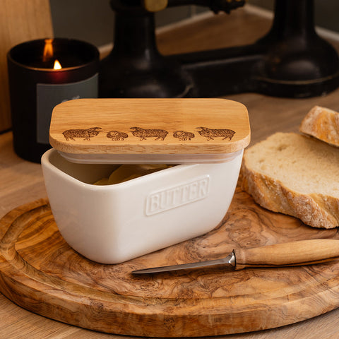 Sheep White Butter Dish