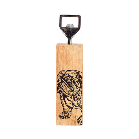 Bulldog Oak Bottle Opener