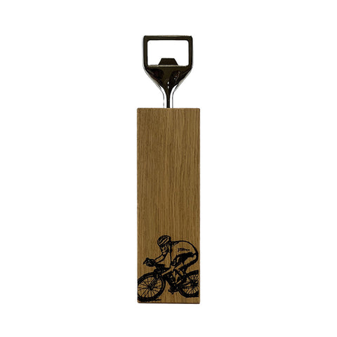 Cycling Oak Bottle Opener