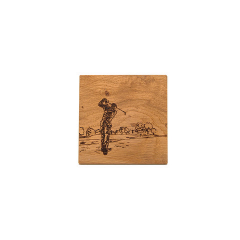 Golf Single Oak Coaster