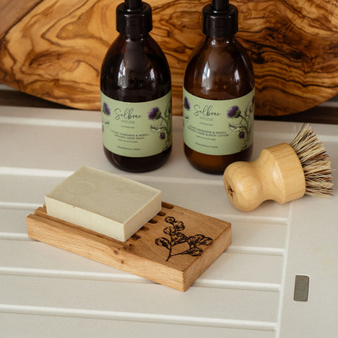 Flora Oak Soap Dish & Soap Set