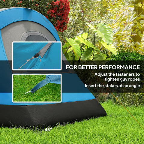 Outsunny 5-6 Man Camping Tent, Tunnel Tent, Water Resistant Hiking Shelter with Groundsheet and Carry Bag, Light Blue