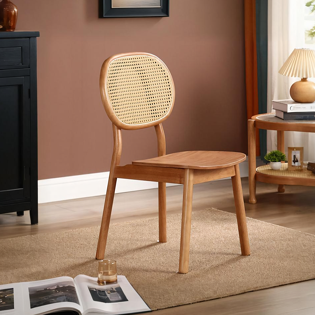James Rattan Dining Chair, Solid Wood