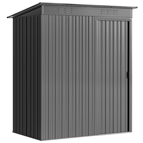 Outsunny 5 x 3.5ft Metal Garden Storage Shed with Effortless Assembly and 2 Pairs of Gloves, Waterproof Outdoor Shed, Light Grey