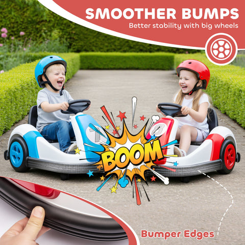 AIYAPLAY Kids Bumper Car with 360-Degree Rotation, 6V Electric Ride On Car with Music and Horn for 3-8 Years Old, Red