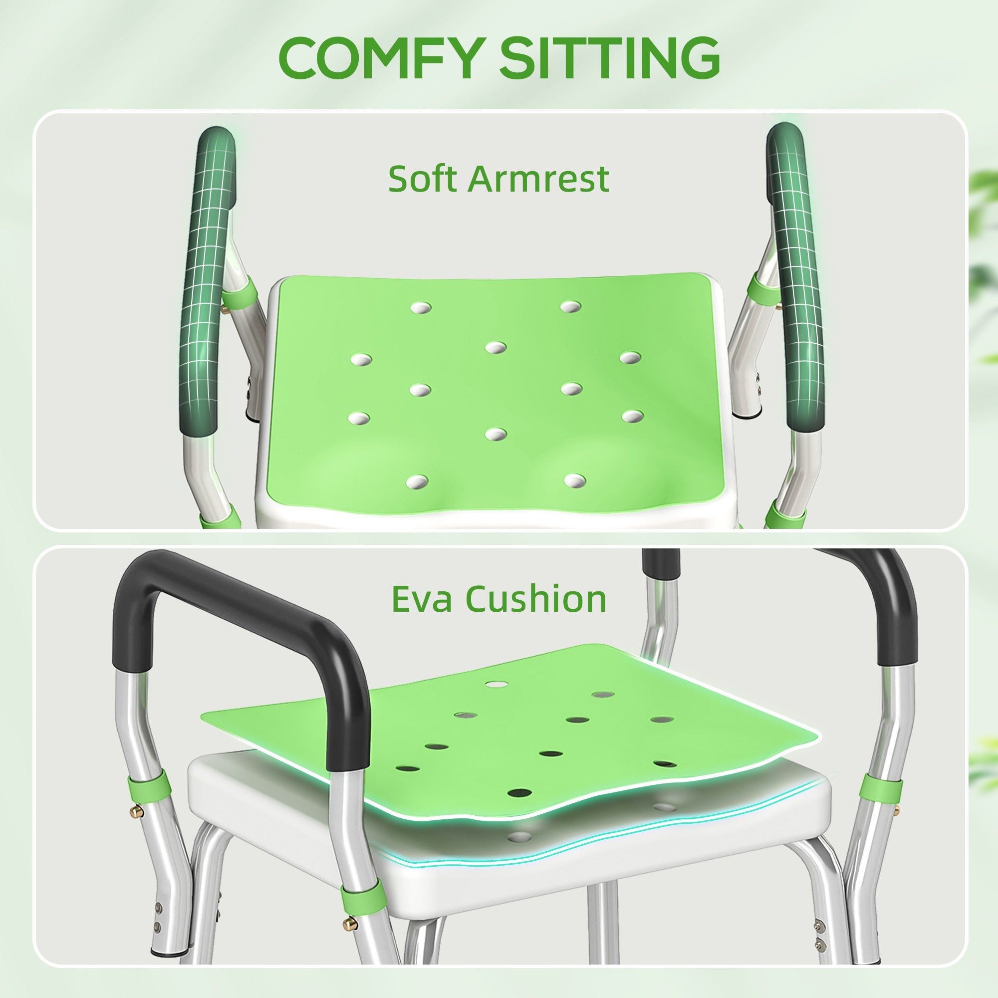 HOMCOM 57-69cm Aluminium Frame Bath Seat