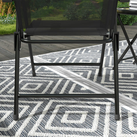 Outsunny Three-Piece Garden Seat Set, with Glass-Top Table - Black