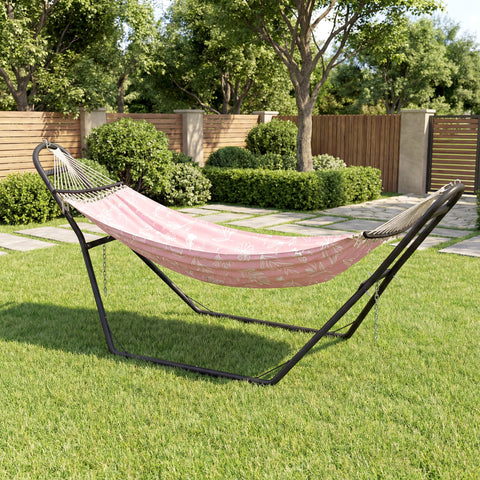 Outsunny 9ft Hammock Stand Adjustable Hammock Frame with Non-Slip Feet for Indoor Outdoor, 150 kg Capacity, Black