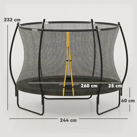 SPORTNOW 8ft Trampoline with Enclosure Net and Spring Cover, Outdoor Trampoline Garden Jumping Mat, Black