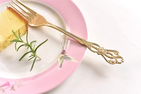 Coffee Tea Cup and Saucer 7.5" Dessert Plate Set 3 Shabby Chic Vintage Porcelain Bird Butterfly Floral Gift Box (Pink)