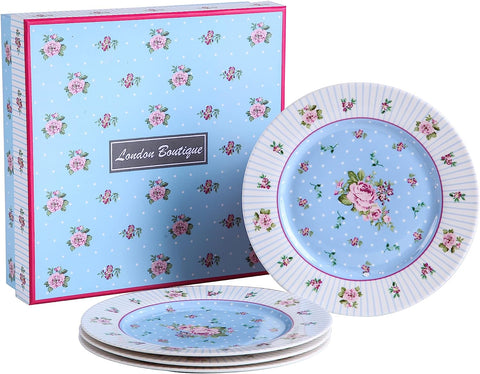 Tea Coffee Family Set for Mothers Day Coronation Party- 3 Tier Cake Stand, Teapot, Milk Jug, Sugar Bowl, 4 Plates, 4 Cups/ 4 Saucers (Blue)