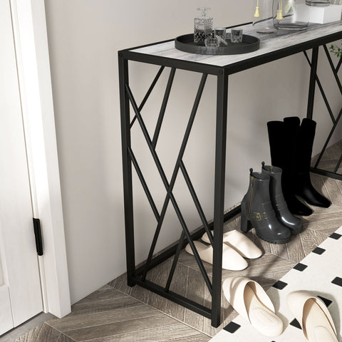 HOMCOM Console Table, Industrial Sofa Table with Metal Frame for Living Room, Hallway, 120\'c2\'a0cm, Grey