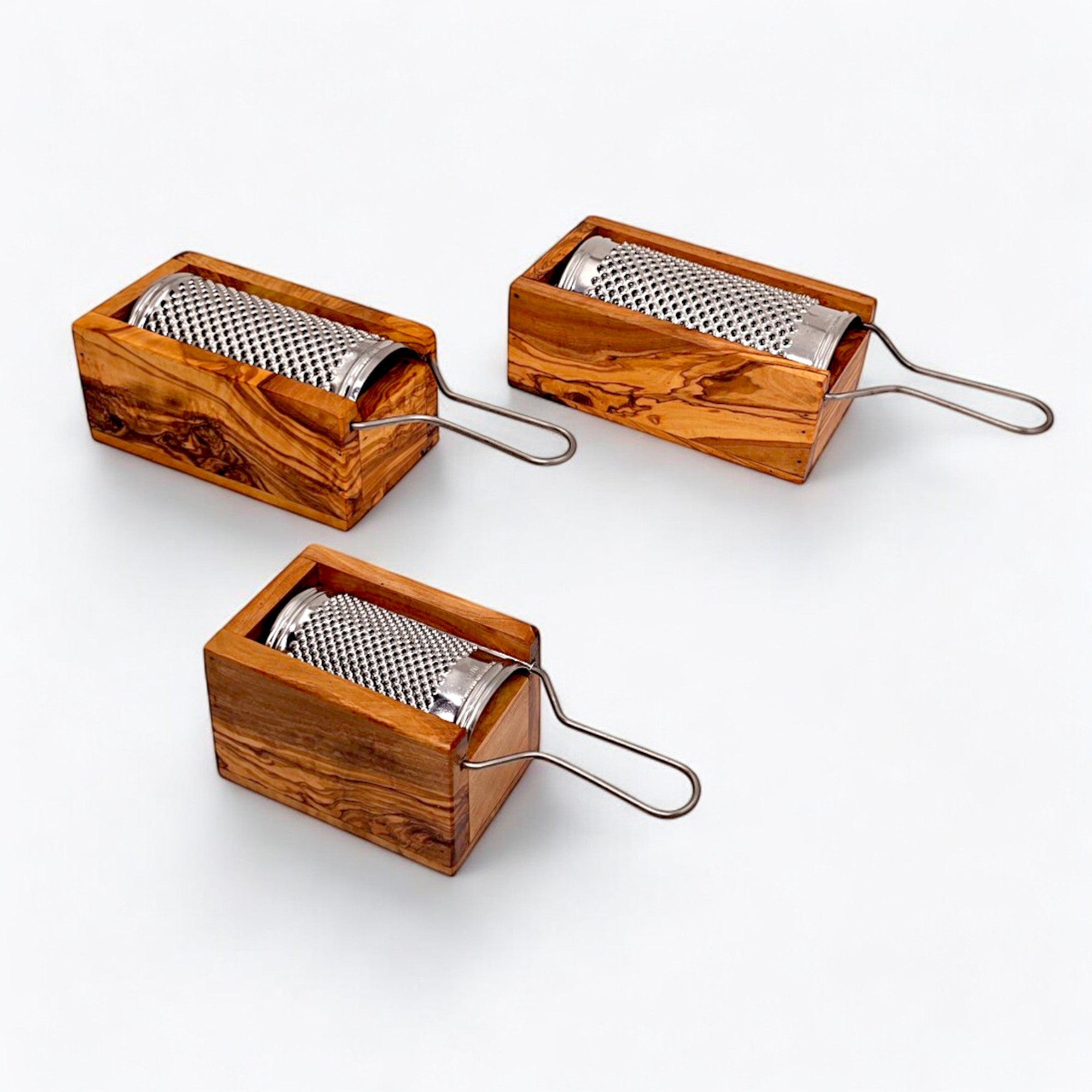 Handcrafted Olive Wood Cheese Grater Box - Manual Parmesan Shredder Catcher