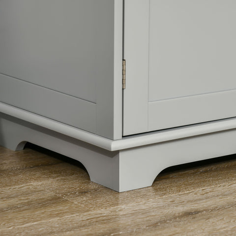 HOMCOM Sideboard with Rubberwood Top and Adjustable Shelves for Dining Room, Kitchen - Grey