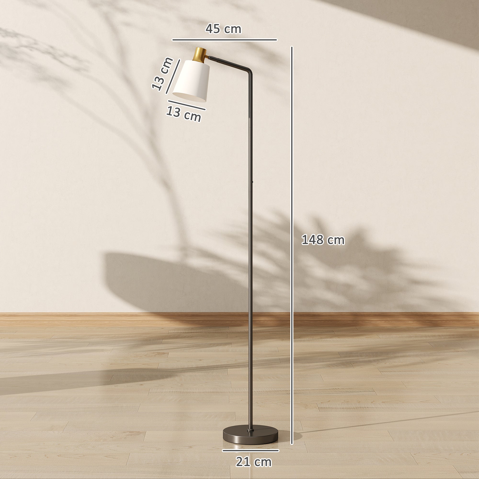 HOMCOM Floor Lamp with 350° Rotatable Head, Modern Standing Lamp with 3000K/4000K/6500K Colour Temperatures for Living Room Bedroom Office, Black
