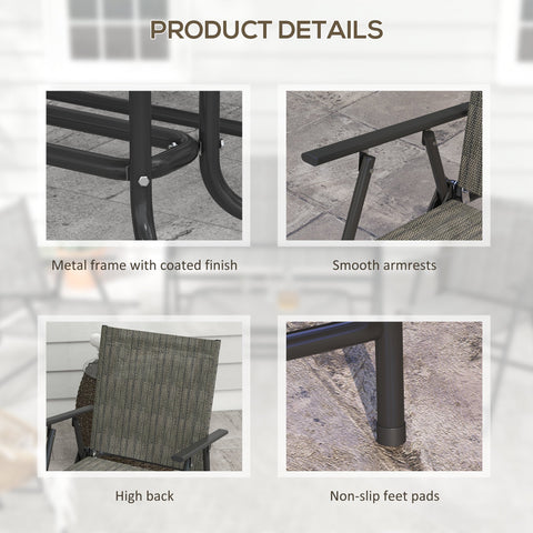 Outsunny Outdoor\'c2\'a04 Pieces Patio Furniture Set with Breathable Mesh Fabric\'c2\'a0Seat & Backrest,\'c2\'a0Garden Set with Two Foldable Armchairs, a Loveseat &\'c2\'a0Glass\'c2\'a0Top\'c2\'a0Table, Mixed Brown