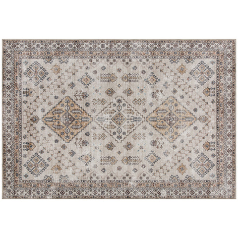 HOMCOM Vintage Area Rug, Non-Slip Washable Rug, Flannel Floor Carpet for Living Room, Bedroom, Dining Room, Home Office, 170 x 120 cm, Beige