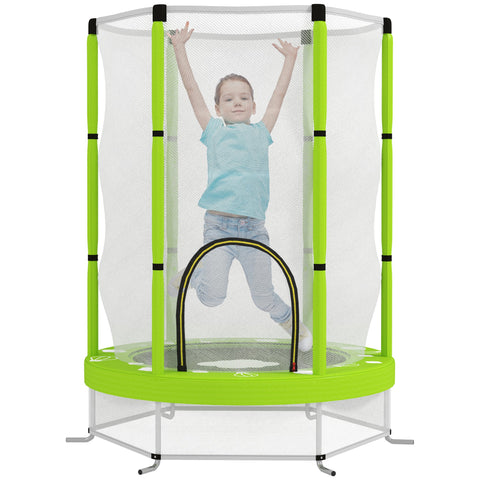 AIYAPLAY 4.6ft Toddler Trampoline w/ Safety Enclosure Net, for Indoor Outdoor Use, Ages 3-6 Years, Green