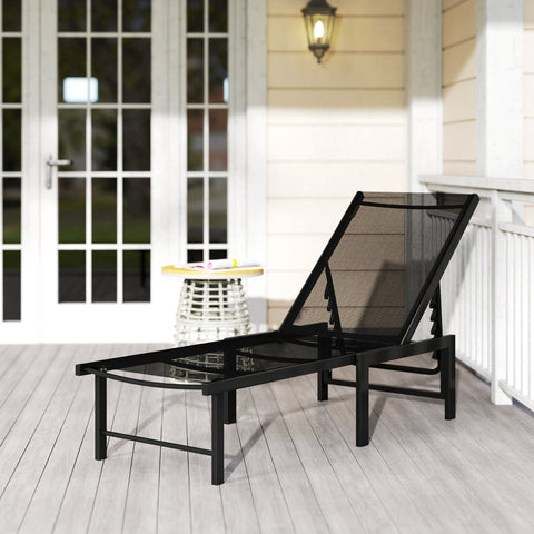 Outsunny Reclining Sun Lounger - Black