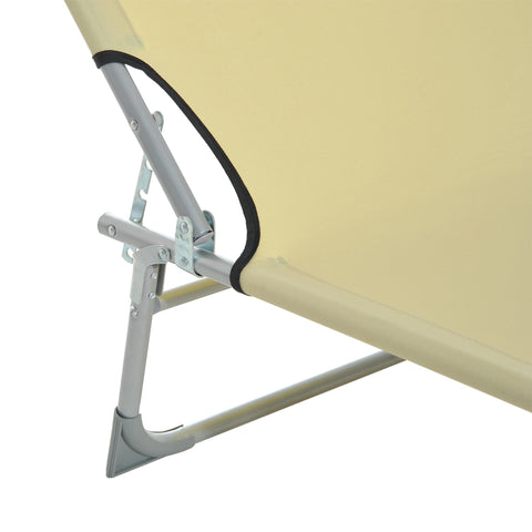 Outsunny Reclining Sun Lounger Chair Folding Camping Bed with 4-Position Adjustable Backrest, for Travel Indoor Outdoor Office Fishing, Beige