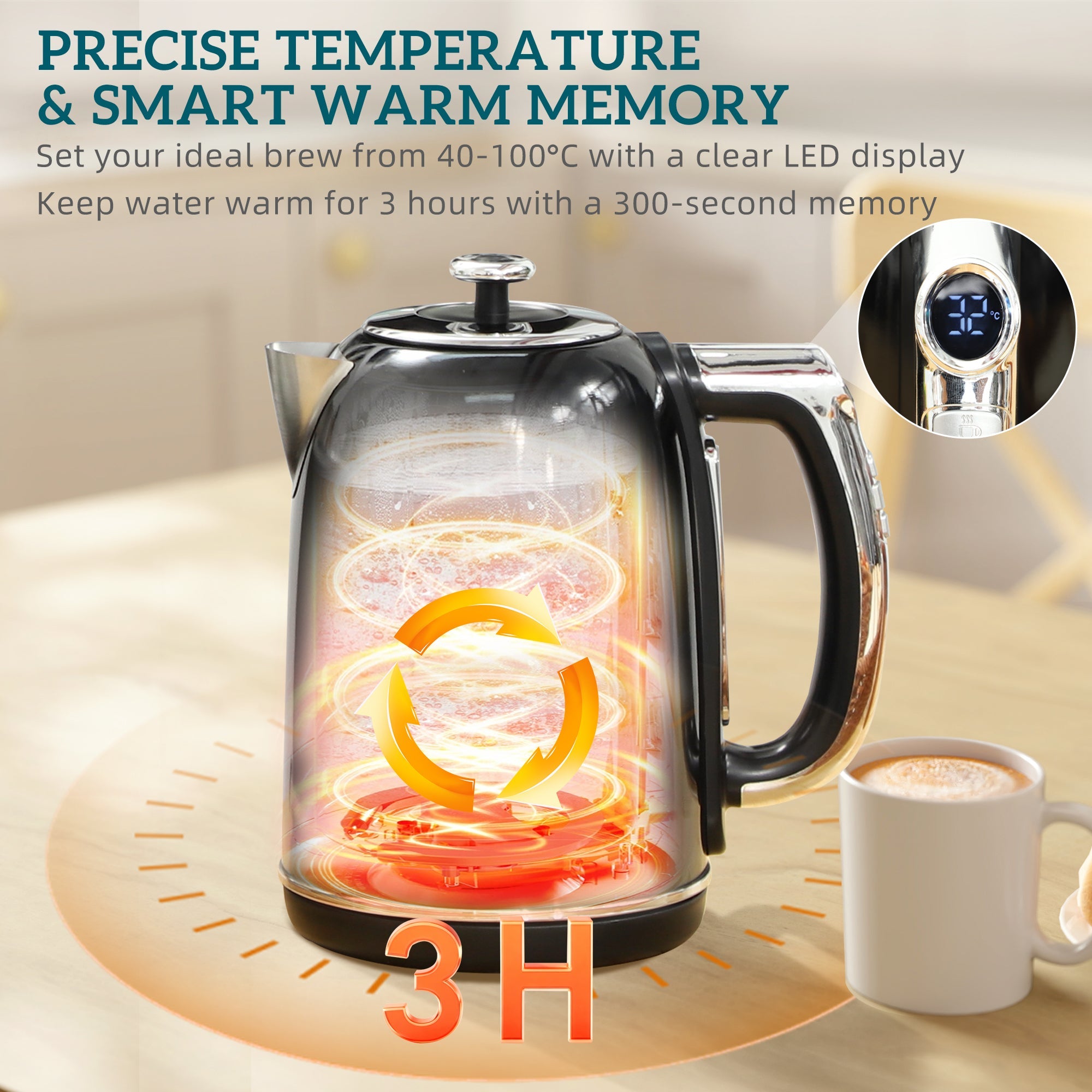 HOMCOM Polished Retro 40-100°C Kettle and Toaster Set - Black