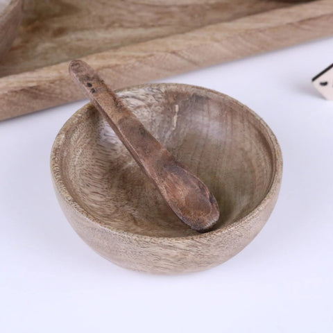 Karuna Mango Wood Serving Bowl Set of 3 with Tray