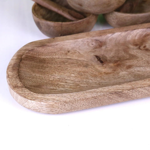 Karuna Mango Wood Serving Bowl Set of 3 with Tray