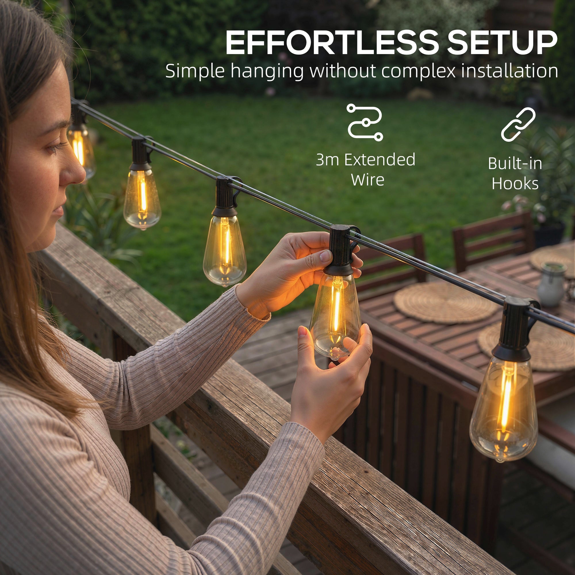 HOMCOM Curtain Lights Connectable Fairy Curtain Lights Plug-in IP44 Waterproof/18 m/Warm White