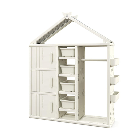 Kids Costume Storage Closet with Storage Bin-Grey