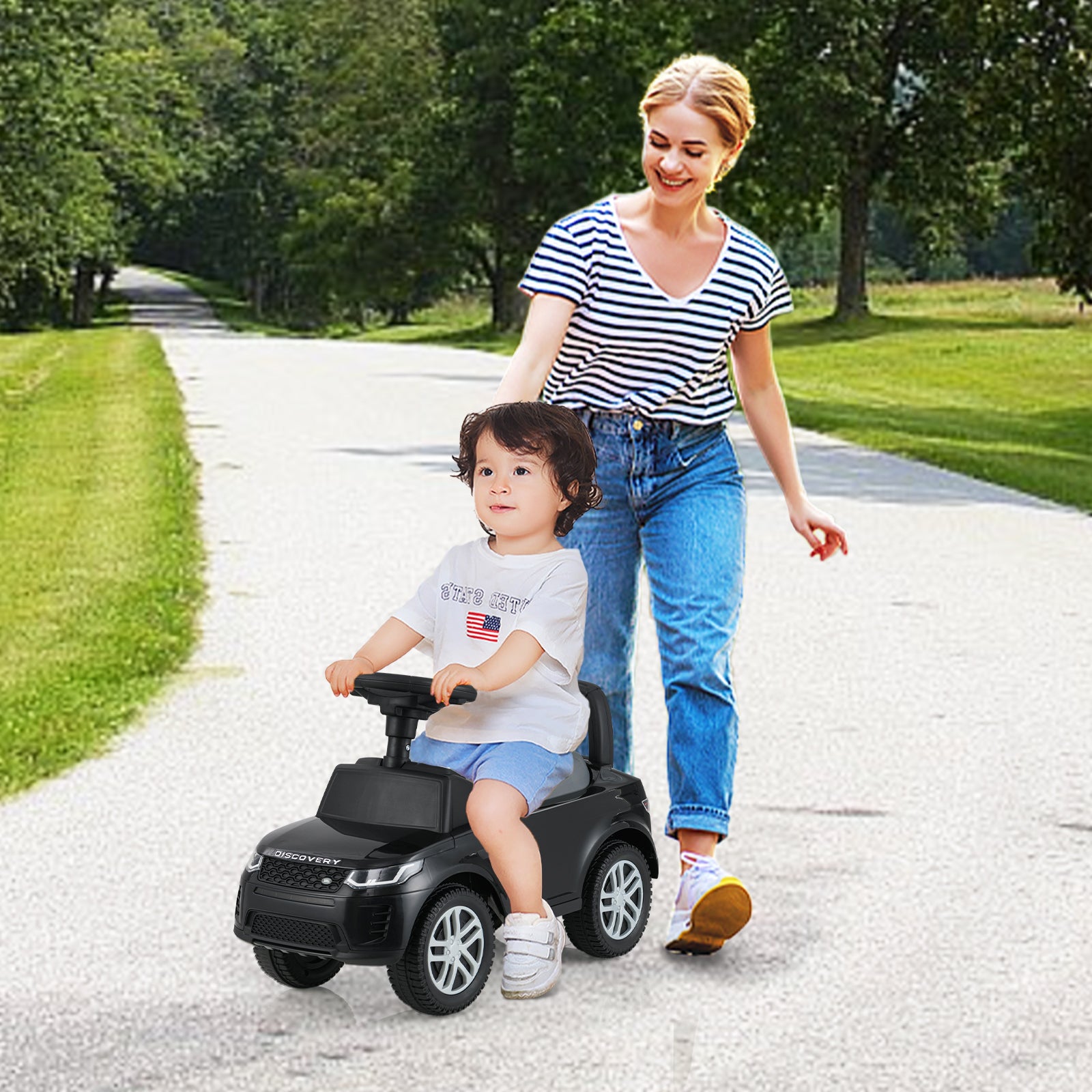 Kids Ride On Push Car Foot-to-Floor Walking Sliding Toy Car-Black