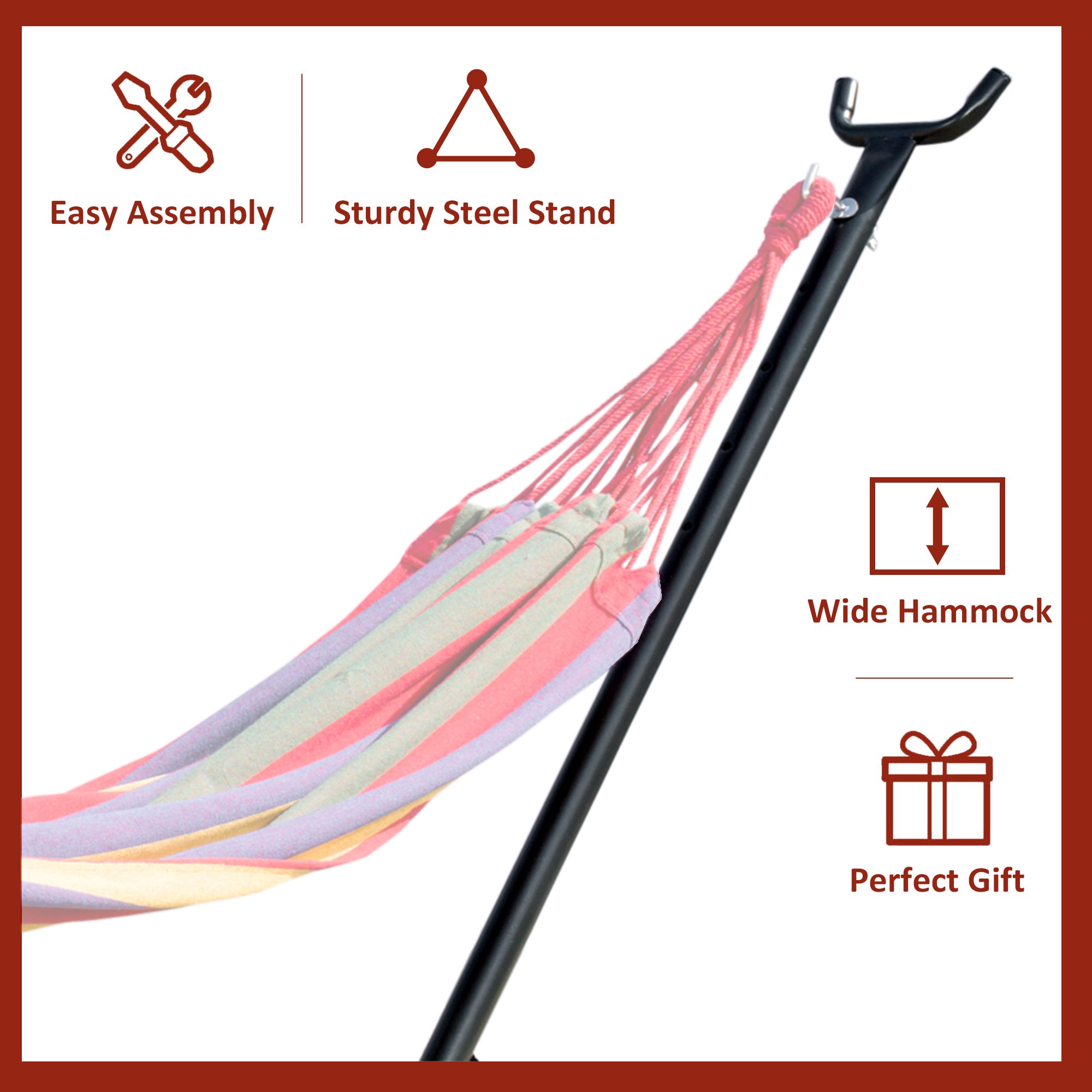 Outsunny 2.86m Universal Hammock Stand Metal Frame Garden Camping Picnic Outdoor Patio Replacement – Stand Only