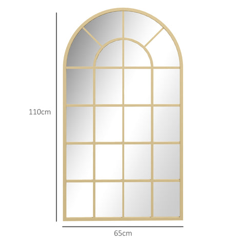 HOMCOM 110 x 65 cm Arched Decorative Wall Mirror for Bedroom Living Room, Modern Window Bathroom Mirror for Home Decor