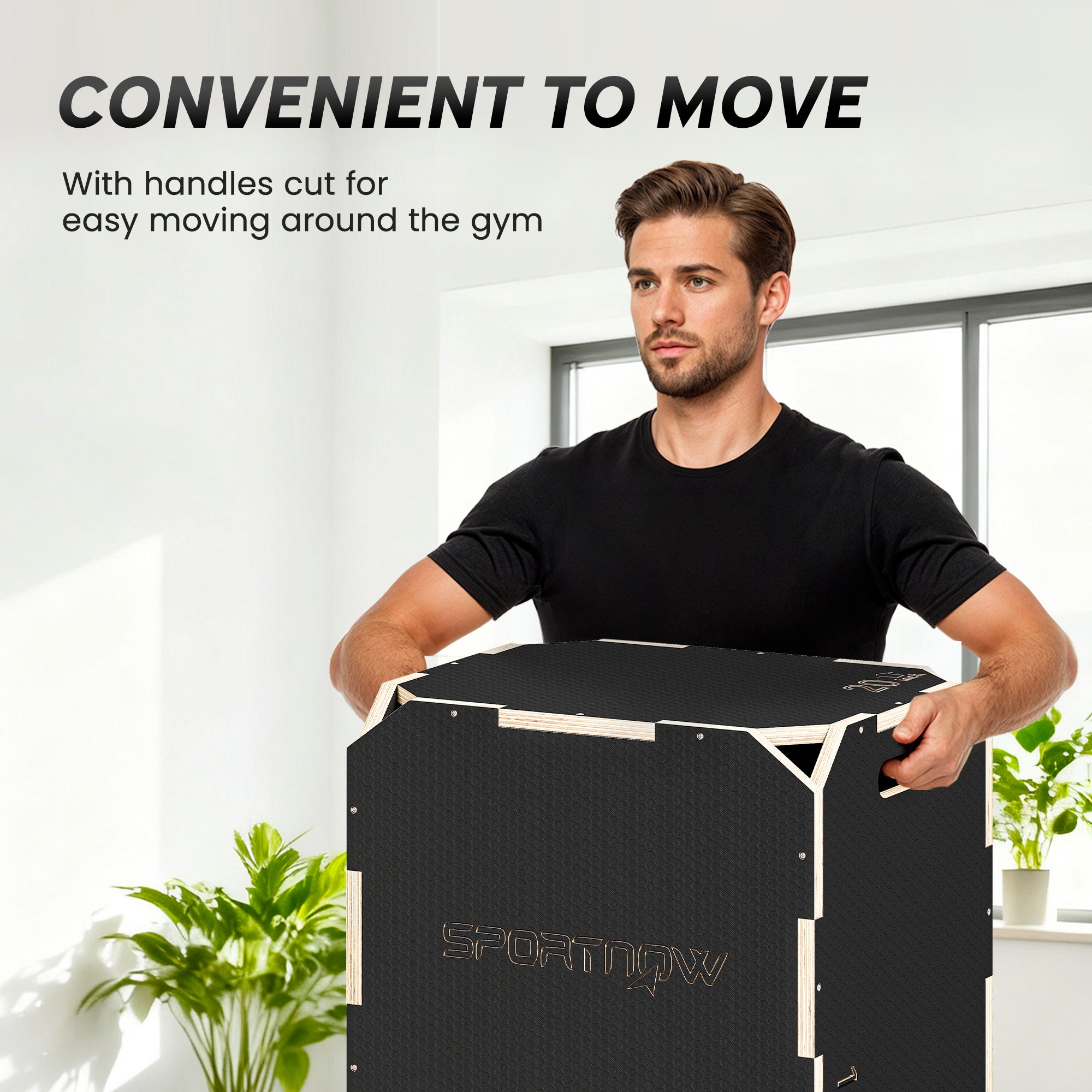 SPORTNOW Non-Slip Plyo Box, Corner-free Wooden Jump Box, 41 x 51 x 48 cm