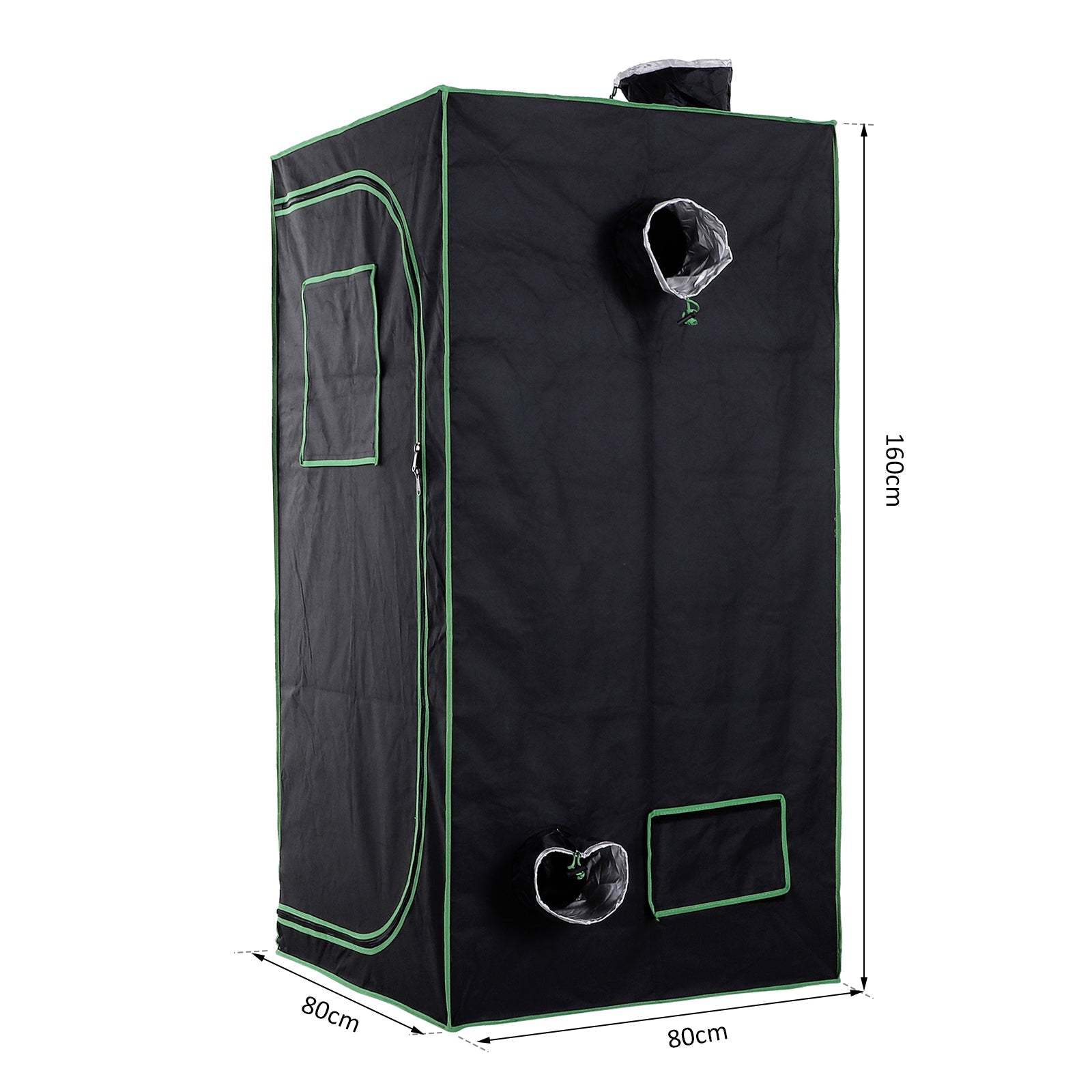 Outsunny Grow Tent Reflective Mylar Hydroponic with Adjustable Vents and Floor Tray for Indoor Plant Growing, 80 x 80 x 160 cm (31.5" x 31.5" x 63")