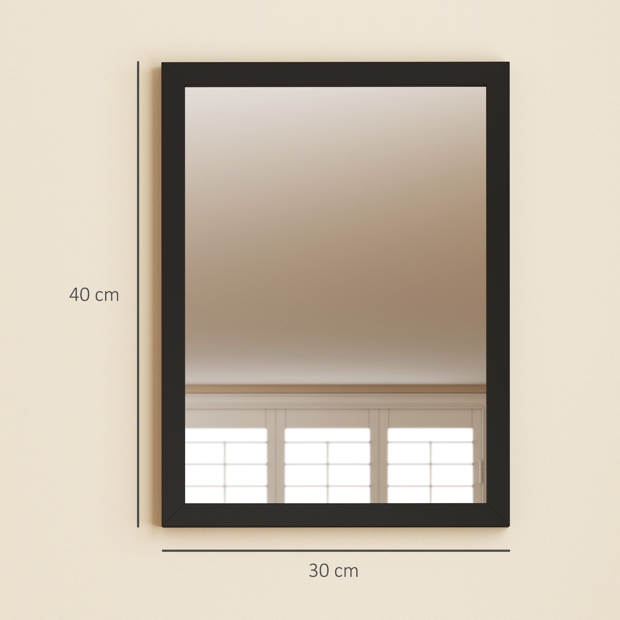 HOMCOM Wall Bathroom Mirror, 30 x 40 cm Wall-Mounted Mirror for Living Room, Bedroom, Hallway, Set of 2, Black