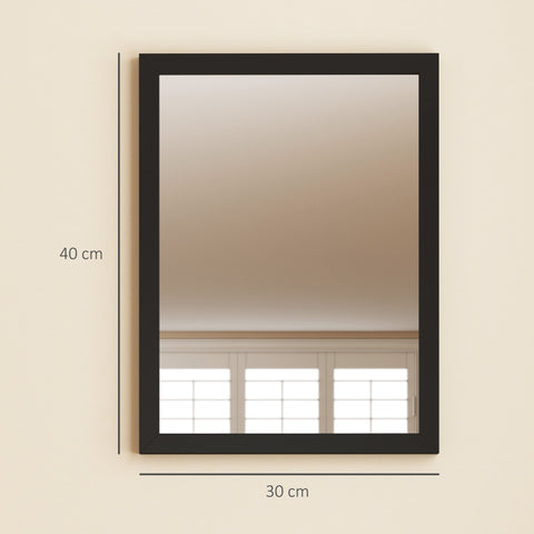 HOMCOM Wall Bathroom Mirror, 30 x 40 cm Wall-Mounted Mirror for Living Room, Bedroom, Hallway, Set of 2, Black