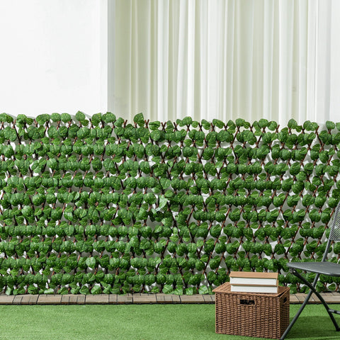 Outsunny Set of 2 Expandable Artificial Trellis Hedges – Realistic Leaf Privacy Screen, 2 x 1 m