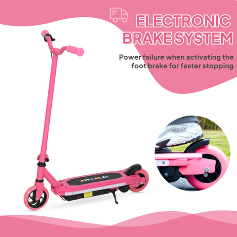 AIYAPLAY Electric Scooter for Ages 6-14, with Colourful Light and Electric Brake, Electric Scooter E Scooter, Up to 10 KM/H & 8 KM, Pink
