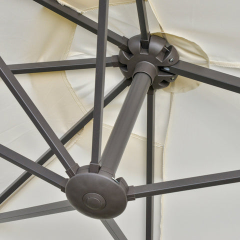 Outsunny 4.6M Sun Umbrella Canopy Double-sided Crank Sun Shade w/ Cross Base Off White